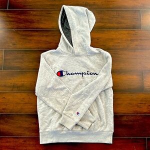 Champion light grey classic hoodied sweatshirt
